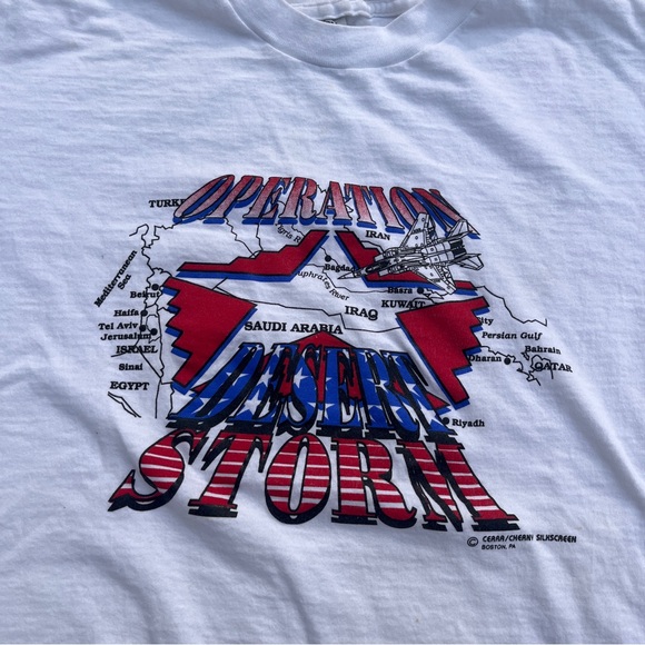 Vintage 90s Desert Storm Army Military Single Stitch T-shirt Size XL Americana - Picture 2 of 6